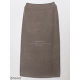 Brown | グラマースリットロングスカート ゴムウエスト 薄手のニットスカート | PREMIUM K