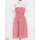 Red | Tシャツ&チェックワンピースセット バストバンディング 伸縮 | PREMIUM K