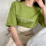 Olive | something刺繍Tシャツ ドロップショルダー 半袖 | PREMIUM K