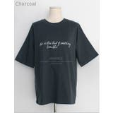 Charcoal | something刺繍Tシャツ ドロップショルダー 半袖 | PREMIUM K