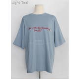 LightTeal | something刺繍Tシャツ ドロップショルダー 半袖 | PREMIUM K