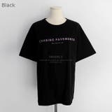 Black | CHASINGレタリングTシャツ ドロップショルダー ゆったり | PREMIUM K