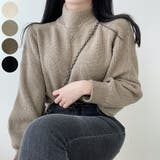 Mocha | ふんわり袖のモックネックニット ハイネック ボリューム袖 | PREMIUM K