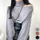 Gray | サイドオフショルダーニット ハイネック オフショル | PREMIUM K