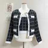 チェックノースリーブ&ニットカーディガンセット クロップド丈 スリムフィット | PREMIUM K | 詳細画像14