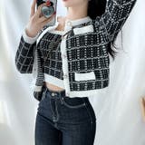 チェックノースリーブ&ニットカーディガンセット クロップド丈 スリムフィット | PREMIUM K | 詳細画像3
