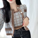 チェックノースリーブ&ニットカーディガンセット クロップド丈 スリムフィット | PREMIUM K | 詳細画像5