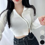 Ivory | クロップド斜線ジップアップ スリムフィット アウター | PREMIUM K