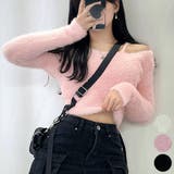 Pink | モヘアテイストオフショルダーニット クロップド丈 スリムフィット | PREMIUM K
