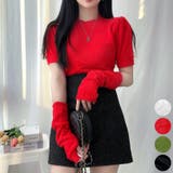 Red | ハンドウォーマー&パフスリーブニット ファーテイスト セット | PREMIUM K