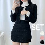 Black | ツイード風ツーピース ミニスカート セットアップ | PREMIUM K