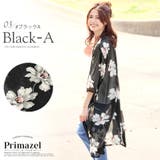 3.ブラックA（七分袖） | 総柄 シースルー シフォン | Primazel 