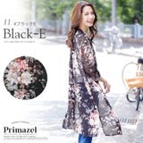 11.ブラックE（七分袖） | 総柄 シースルー シフォン | Primazel 
