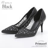 ブラック | 花柄 ビジュー ヒール | Primazel 