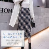 全2色 春秋冬 ウール調チェック柄タイトミモレスカート | Primazel | 詳細画像2