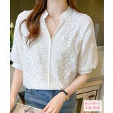 立体刺繍小花柄プルオーバーブラウス | Primazel | 詳細画像1