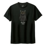 ブラック | Moftique（モフティック） 半袖Tシャツ 黒猫 | printrium