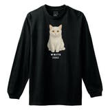 ブラック | Moftique（モフティック） 長袖Tシャツ 白猫 | printrium