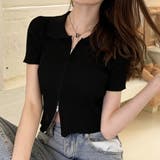 ブラック | ダブルファスナークロップド丈トップス | privatebeach