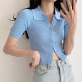 ブルー | ダブルファスナークロップド丈トップス | privatebeach