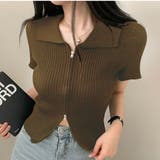 ブラウン | ダブルファスナークロップド丈トップス | privatebeach