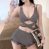 水着 千鳥柄バックリボンスイムウェア | privatebeach | 詳細画像3 