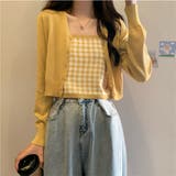 2点セット Vネックカーディガン&チェック柄キャミソール | privatebeach | 詳細画像10