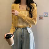 2点セット Vネックカーディガン&チェック柄キャミソール | privatebeach | 詳細画像9