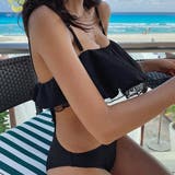 ブラック | 水着 ドット柄チュールバッククロスワンピース | privatebeach