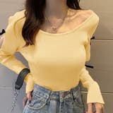 袖リボン付きリブ編みニットトップス | privatebeach | 詳細画像14 