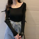 袖リボン付きリブ編みニットトップス | privatebeach | 詳細画像7 