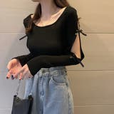 袖リボン付きリブ編みニットトップス | privatebeach | 詳細画像8 