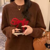 ブラウン | リボン柄ニットトップス | privatebeach