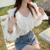 シアーフリルVネックプルオーバーブラウス | privatebeach | 詳細画像7