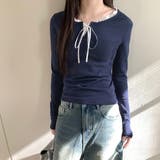 フェイクレイヤードリボン使いトップス | privatebeach | 詳細画像1