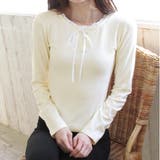 ホワイト | フェイクレイヤードリボン使いトップス | privatebeach