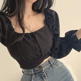 バックリボンボリュームスリーブクロップド丈ブラウス | privatebeach | 詳細画像8