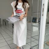 ホワイト | ロゴプリントフレンチスリーブTシャツワンピース | privatebeach