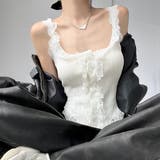 フリルレースリブ編みタンクトップ | privatebeach | 詳細画像1