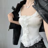 フリルレースリブ編みタンクトップ | privatebeach | 詳細画像2