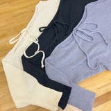 リボンオープンショルダー透かし編みクロップド丈ニットトップス | privatebeach | 詳細画像15