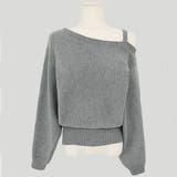 アシンメトリーオフショルダーニットトップス | privatebeach | 詳細画像21