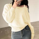 オフホワイト | アシンメトリーオフショルダーニットトップス | privatebeach