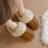 キャメル | 厚底フェイクムートン裏ボアスリッポンサンダル | privatebeach