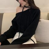リボンレースアップオフショルダーニットトップス | privatebeach | 詳細画像12