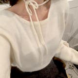 リボンレースアップオフショルダーニットトップス | privatebeach | 詳細画像2