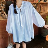 リボンタイボリュームスリーブチュニック丈ブラウス | privatebeach | 詳細画像10