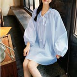 リボンタイボリュームスリーブチュニック丈ブラウス | privatebeach | 詳細画像12