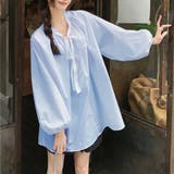 リボンタイボリュームスリーブチュニック丈ブラウス | privatebeach | 詳細画像14