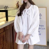 リボンタイボリュームスリーブチュニック丈ブラウス | privatebeach | 詳細画像5